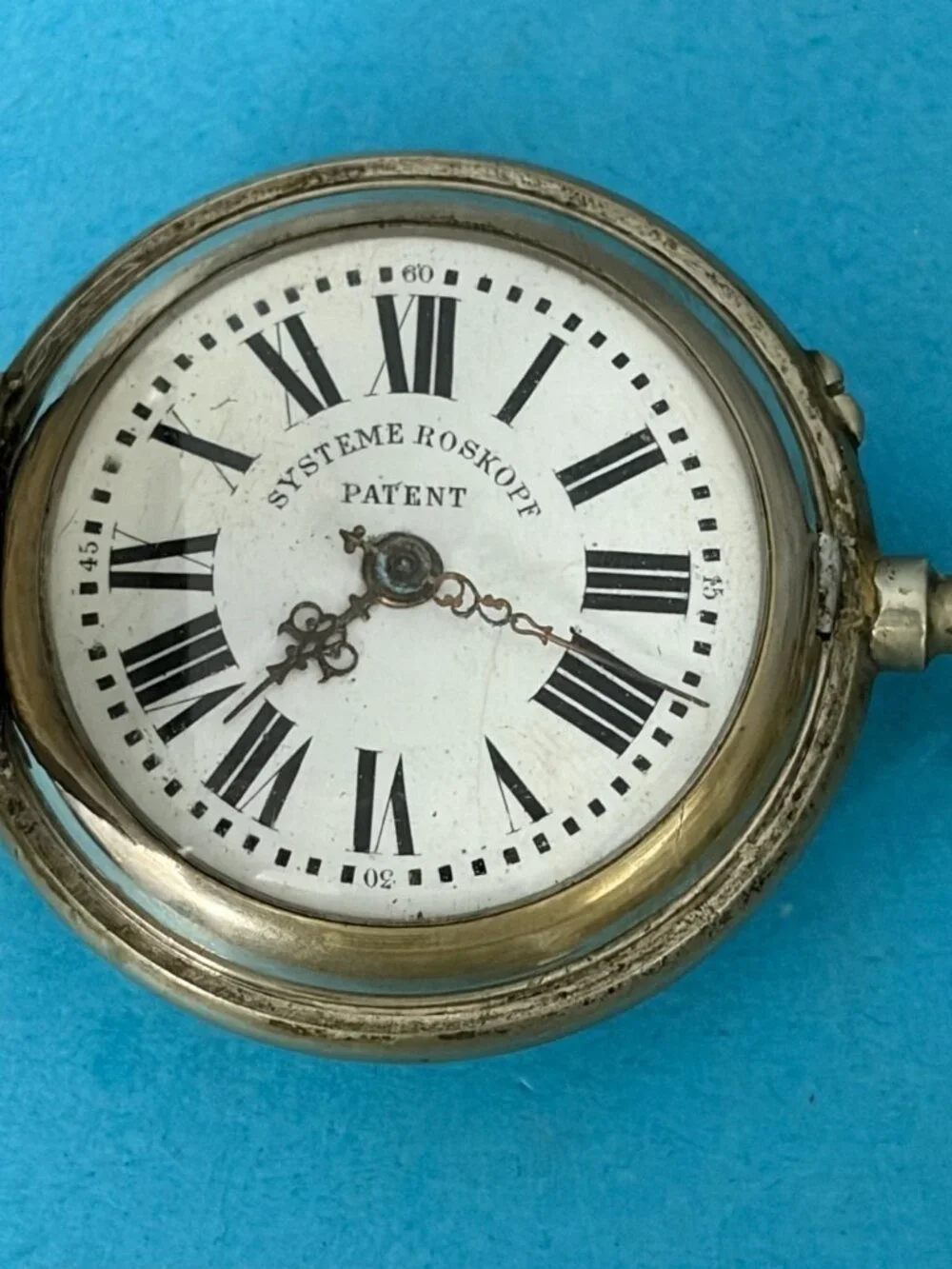 Antique Systeme Roskopf remonitoir Mechanical Pocket Watch 4 parts / repair